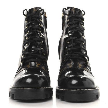 Louis Vuitton Patent Calfskin Monogram Star Trail Ankle Boots Black 3 of 7