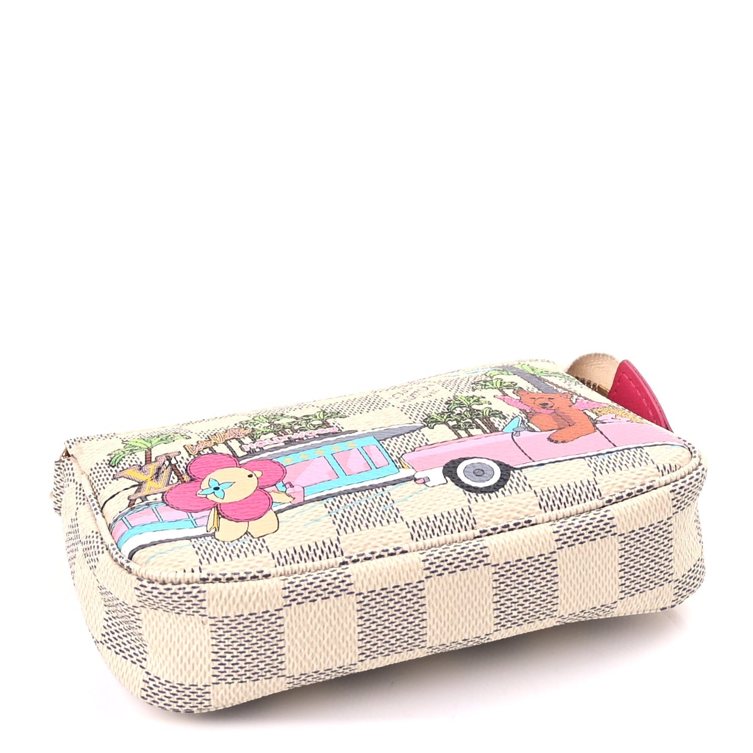 Louis Vuitton Damier Azur 2021 Christmas Animation Hollywood Mini Pochette Accessories  Fuchsia 4 of 9