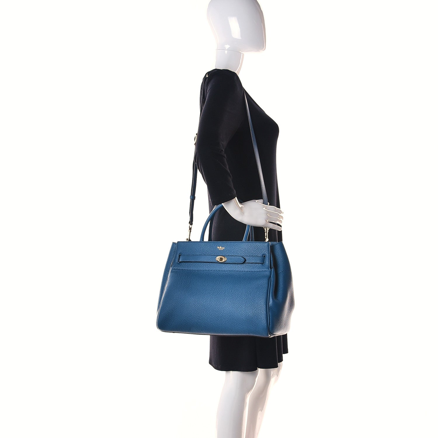 Mulberry Heavy Grain Belted Bayswater Tote Blue 3 of 10