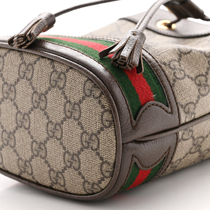 Gucci GG Supreme Monogram Web Mini Ophidia Bucket Bag Brown 9 of 15