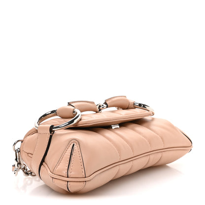 Gucci Nappa Vertical Matelasse Small Maxi Horsebit Chain Shoulder Bag Beige 4 of 11