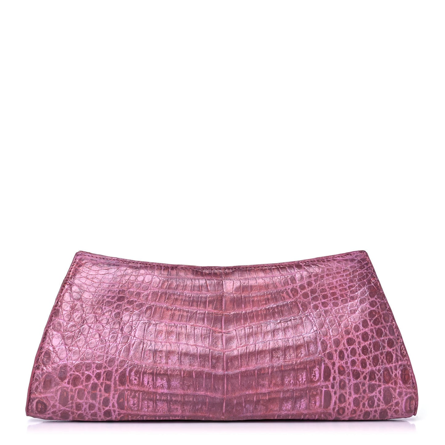 Metallic Crocodile Clutch Pink