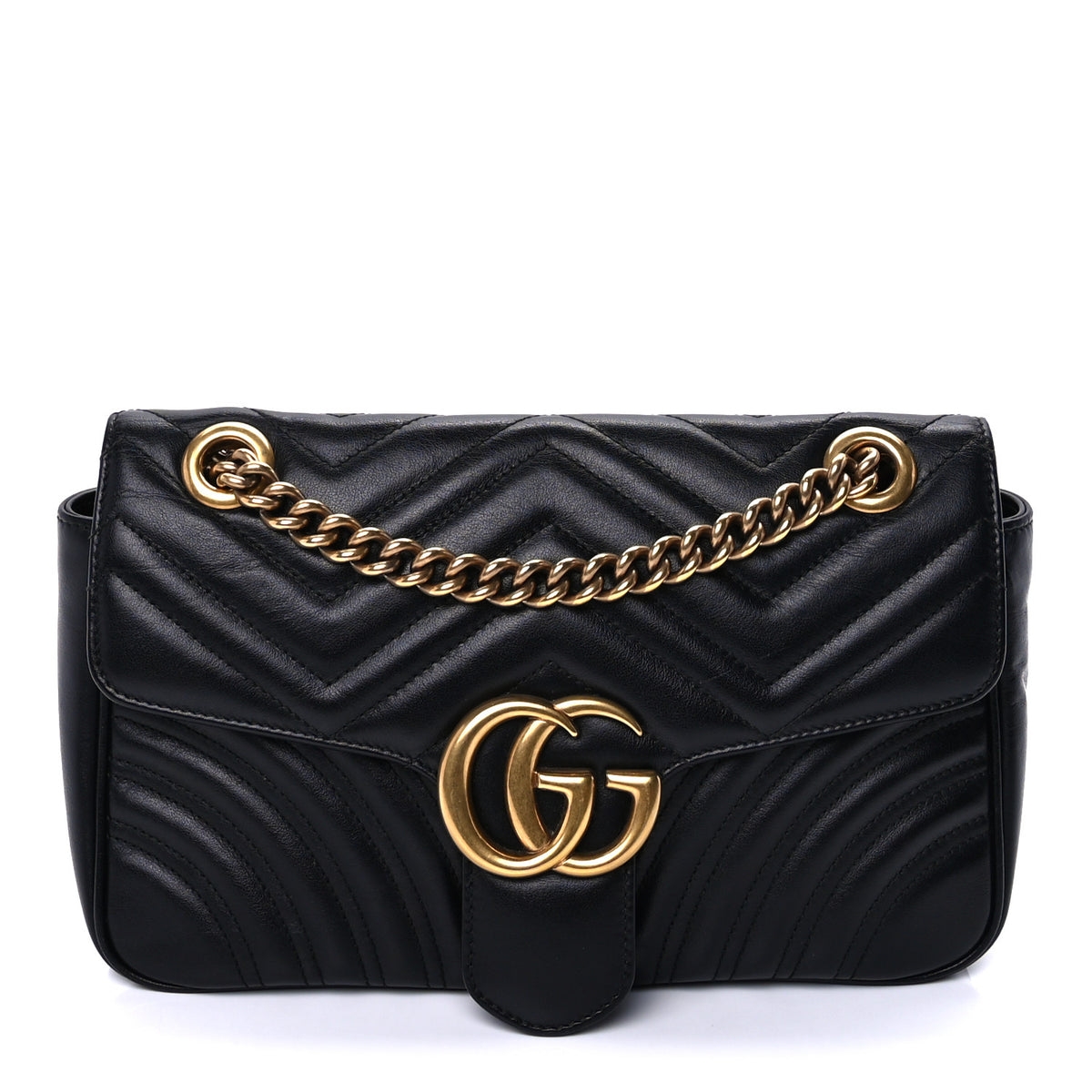 Calfskin Matelasse Small GG Marmont Shoulder Bag Black