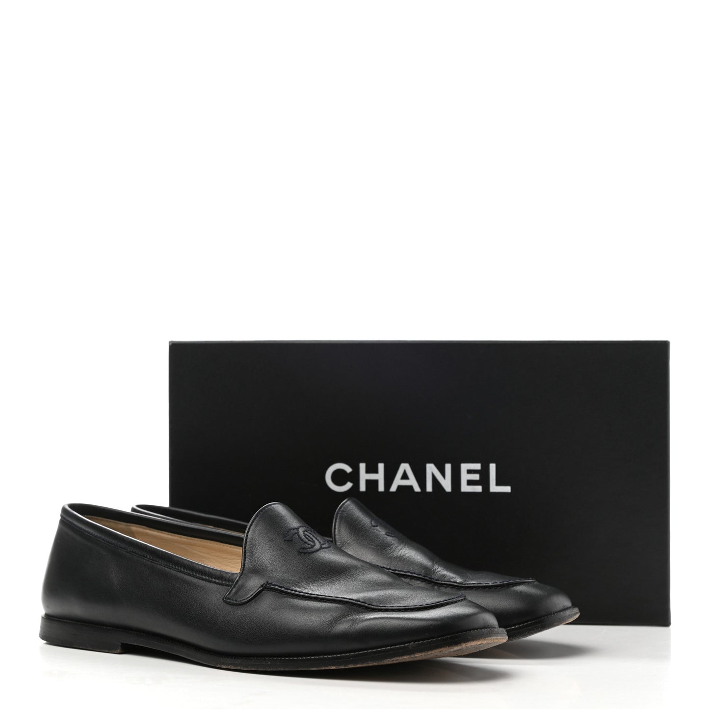 Lambskin CC Loafers 39.5 Navy