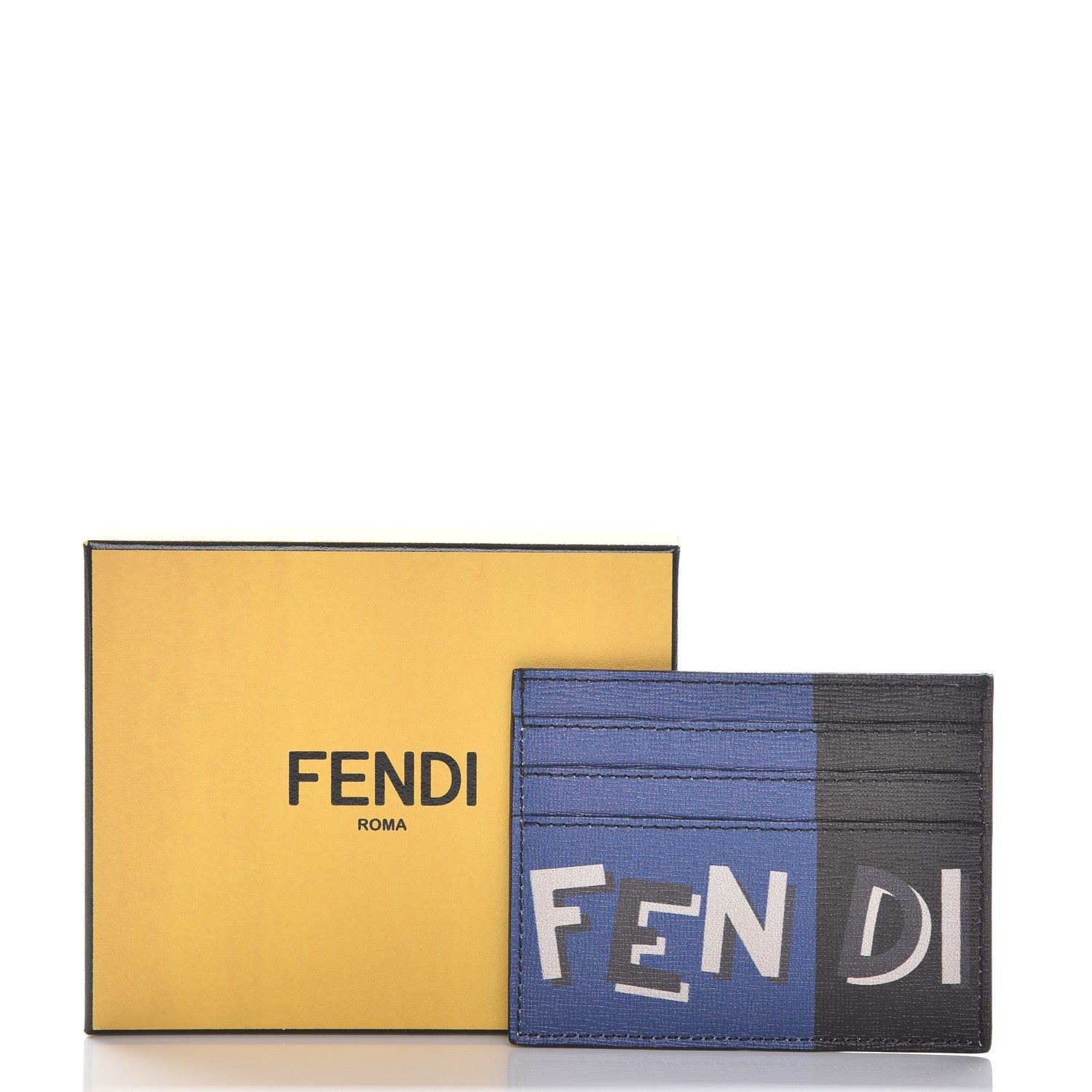 Fendi Vitello Elite Century Shadow Logo Card Holder Blue Neon 8 of 8