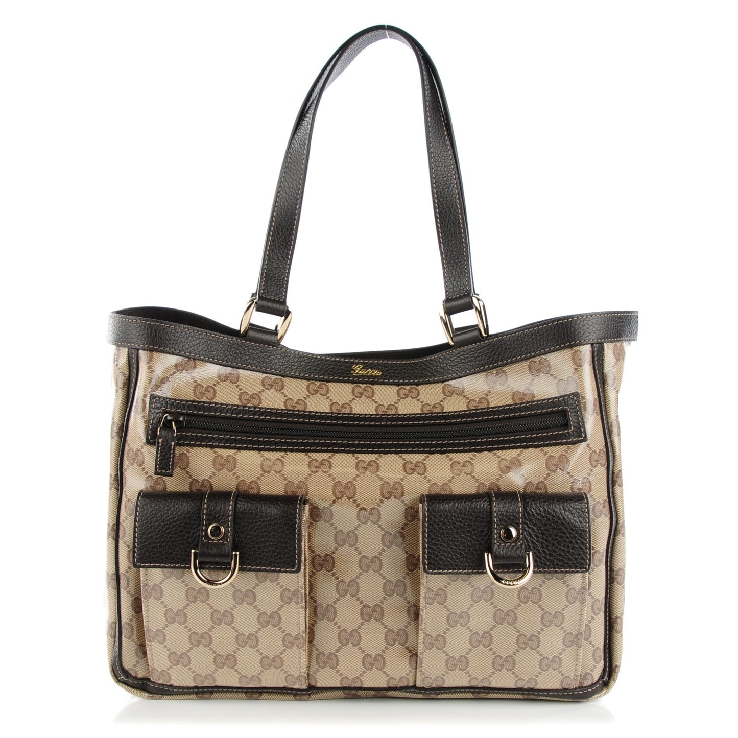 Crystal Monogram Abbey D Ring Tote Dark Brown