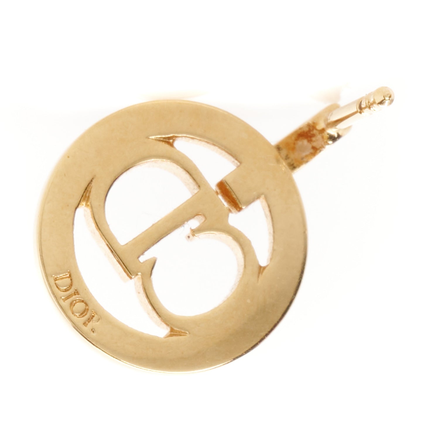 Metal Crystal Petit CD Earrings Gold