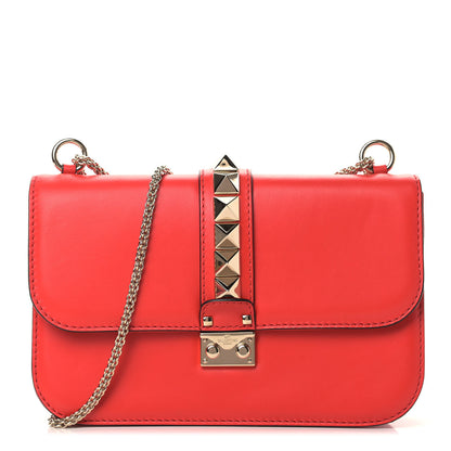 Valentino Garavani Vitello Medium Glam Lock Rockstud Flap Deep Orange 1 of 7