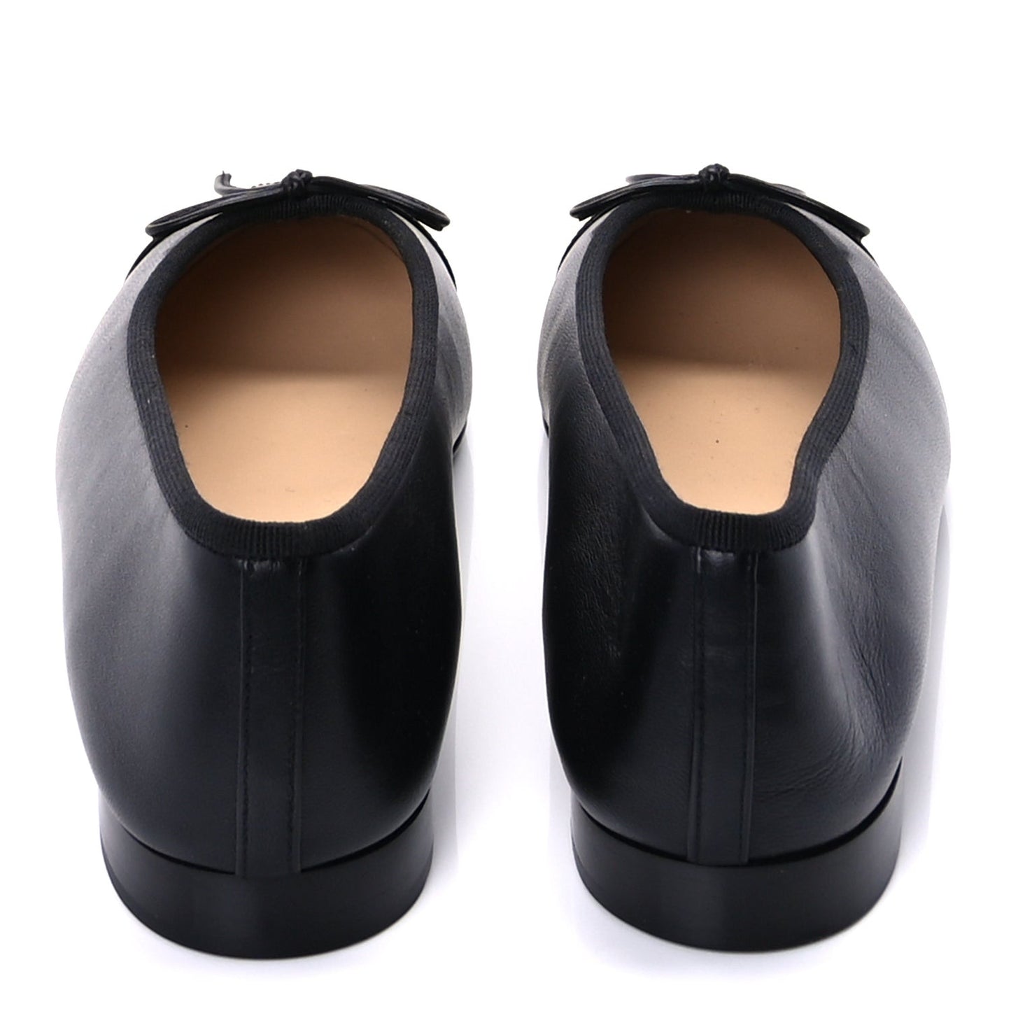Lambskin Patent Cap Toe CC Ballerina Flats 37  Black