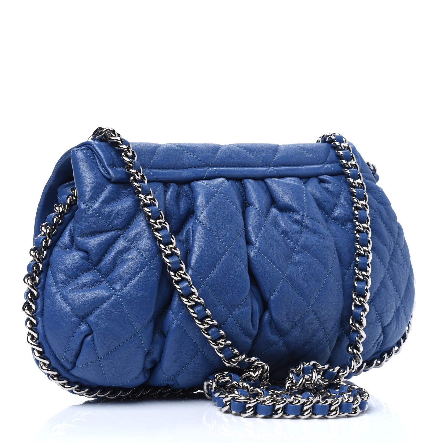 Chanel Washed Lambskin Quilted Medium Chain Around Messenger Blue 6 of 33