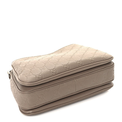 Gucci GG Grainy Calfskin Emblem Shoulder Bag  Taupe 3 of 8