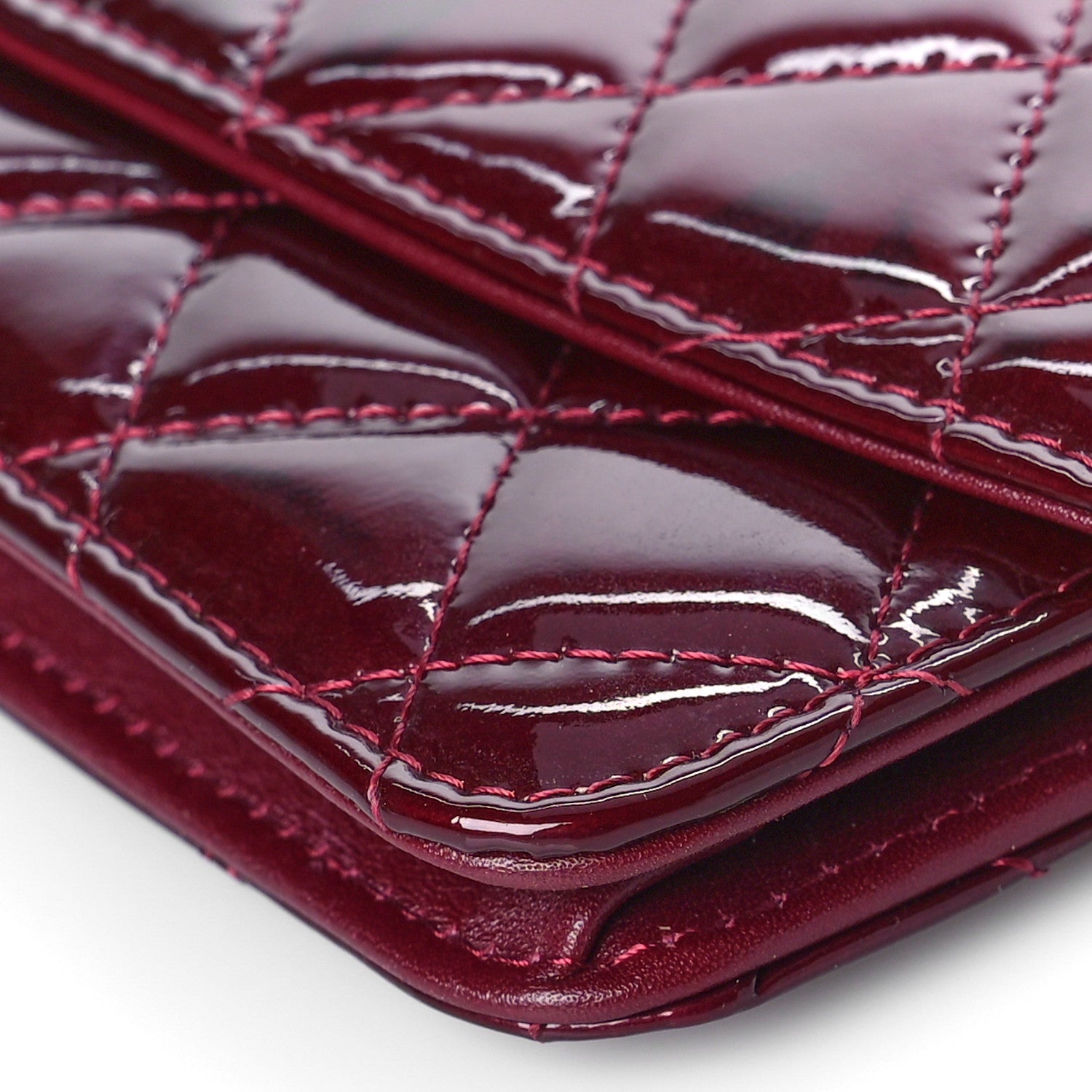 Chanel Patent Quilted Brilliant Wallet On Chain WOC Red 10 of 13