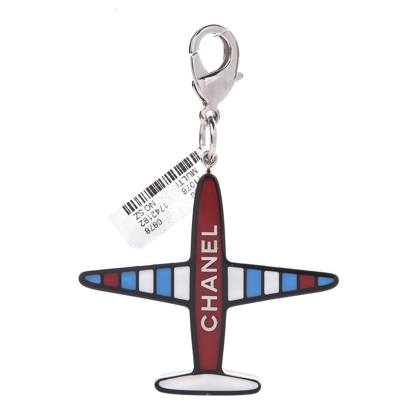 Resin Striped CC Airplane Keychain Blue Red
