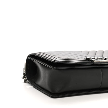 Chanel Calfskin Chevron Quilted New Medium Boy Flap Black 9 of 10