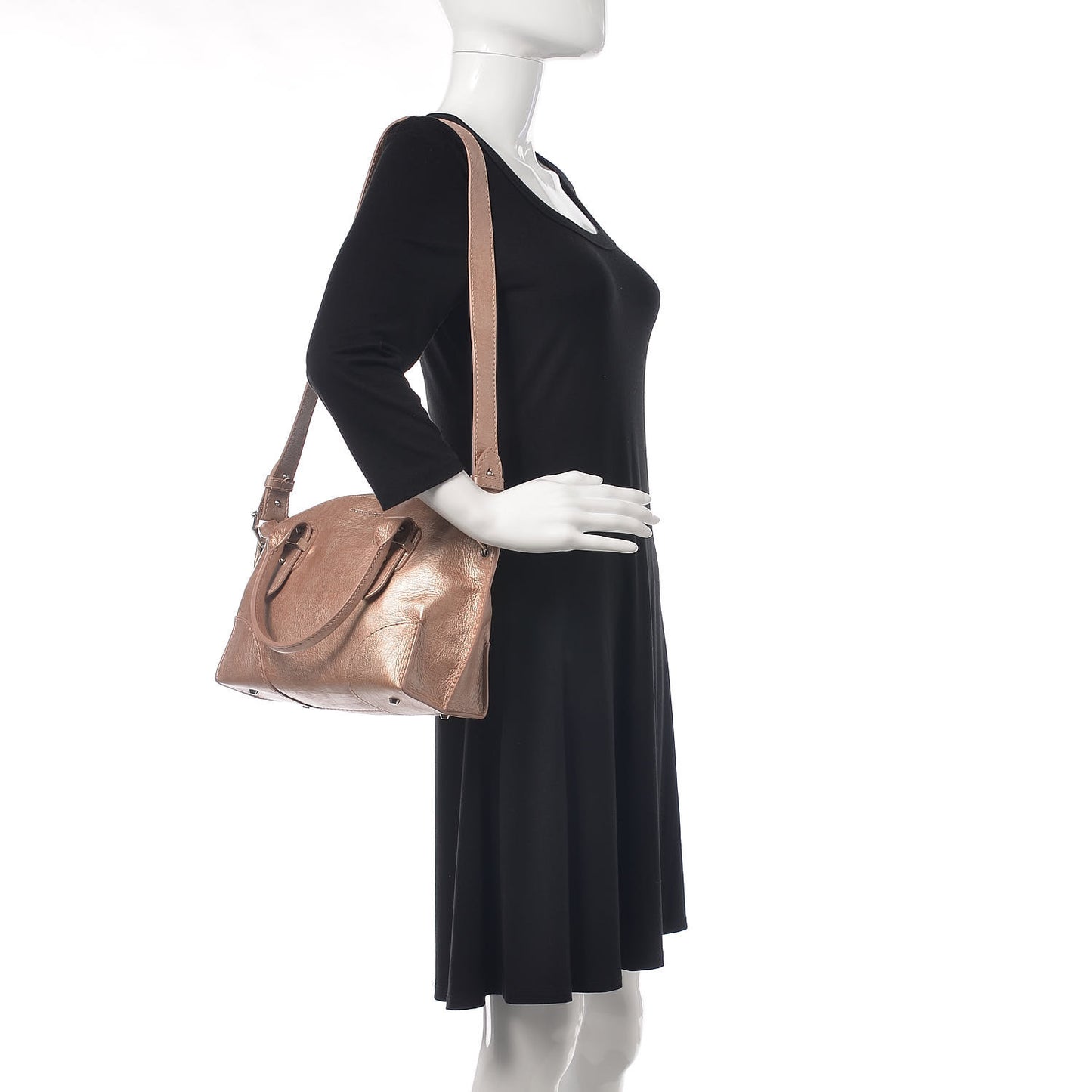 Metallic Grained Goatskin Small Legend Satchel Pink