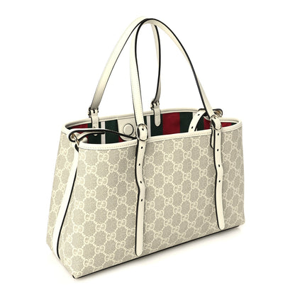 Gucci Supreme Monogram Emblem Medium Tote Bag Mystic White Oatmeal 3 of 9