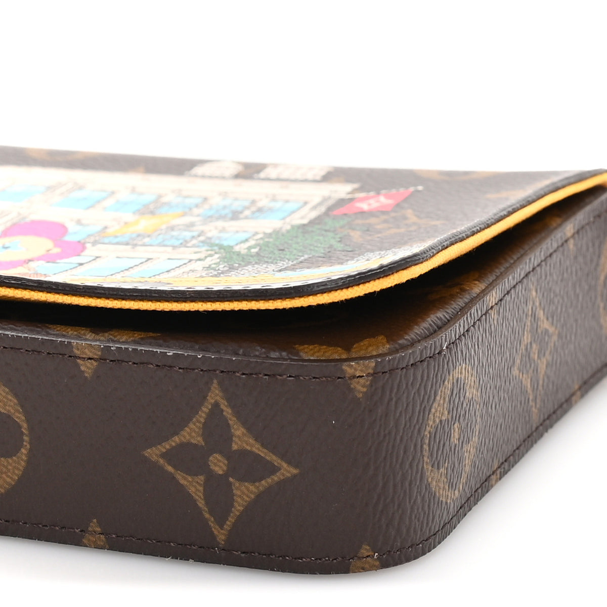 Louis Vuitton Monogram 2022 Christmas Animation New York Soho Pochette Felicie Chain Wallet Yellow 9 of 9