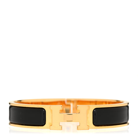 Enamel Narrow Clic Clac H Bracelet GM Black