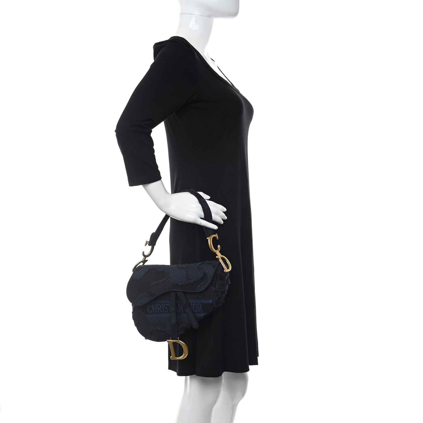 Canvas Embroidered Camouflage Saddle Bag Blue