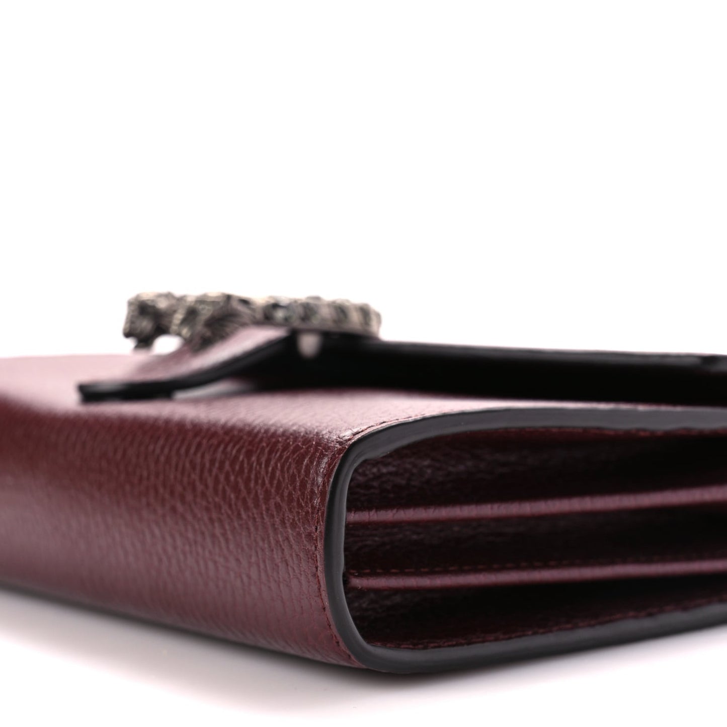GUCCI Dollar Calfskin Crystal Mini Dionysus Chain Wallet Vintage Bordeaux