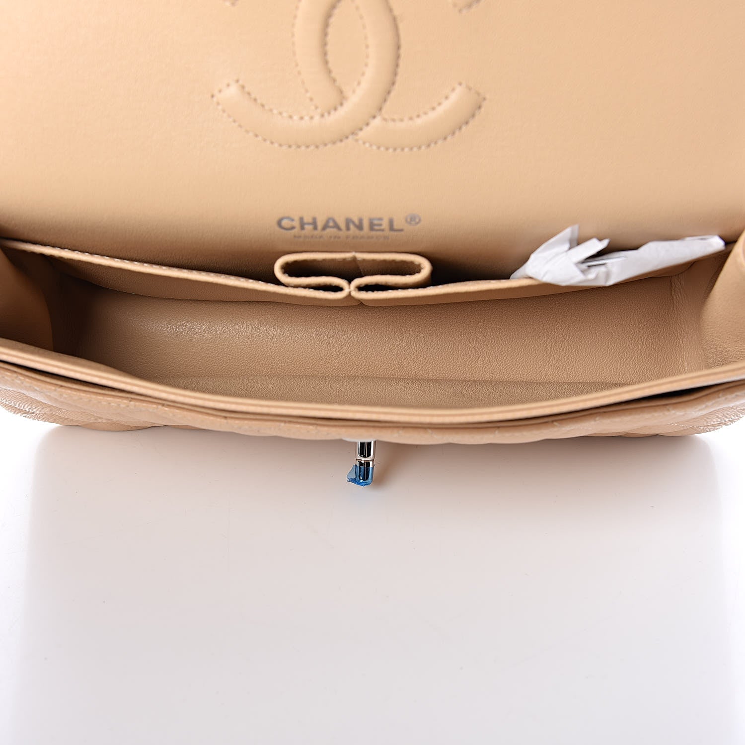 Chanel Caviar Quilted Medium Double Flap Beige 5 of 10