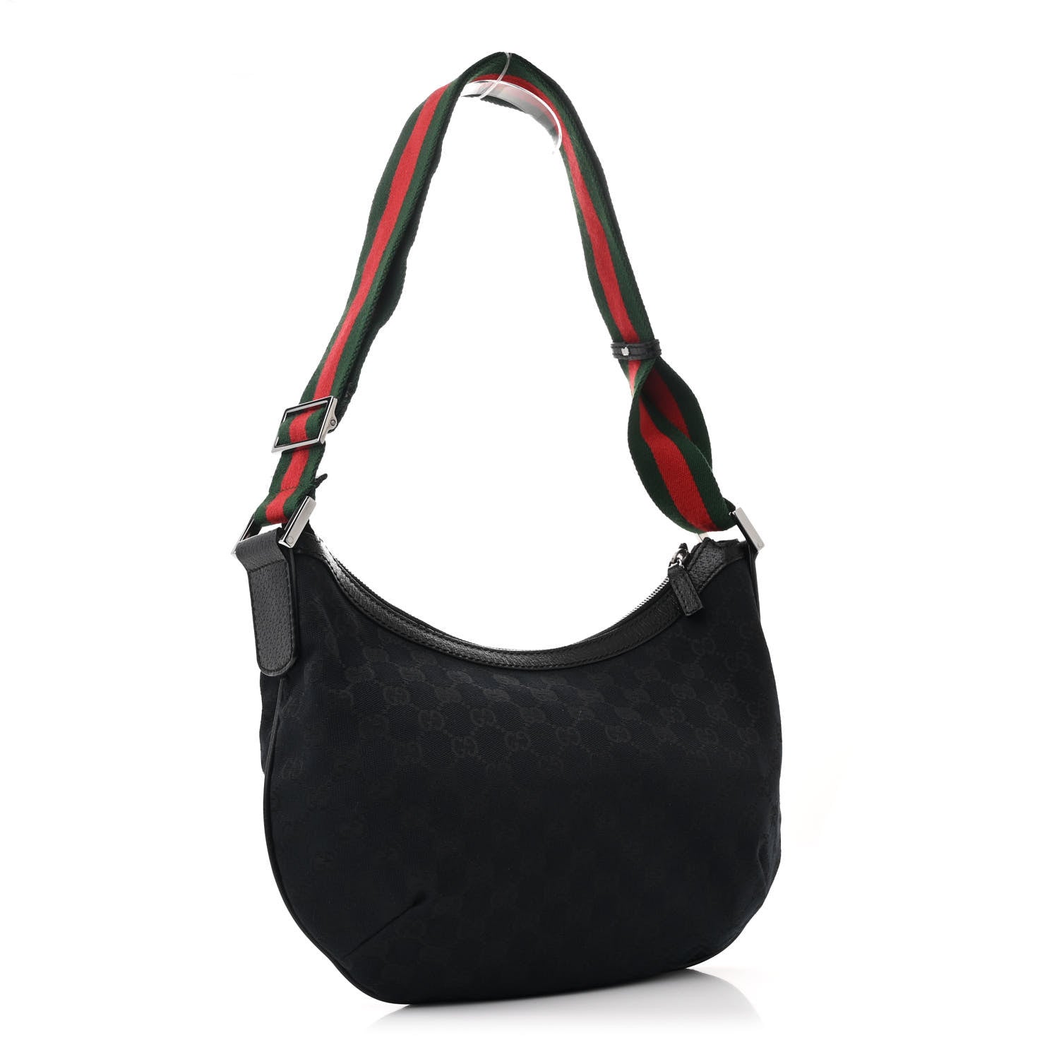 Gucci Monogram Web Medium Half Moon Hobo Black 3 of 10