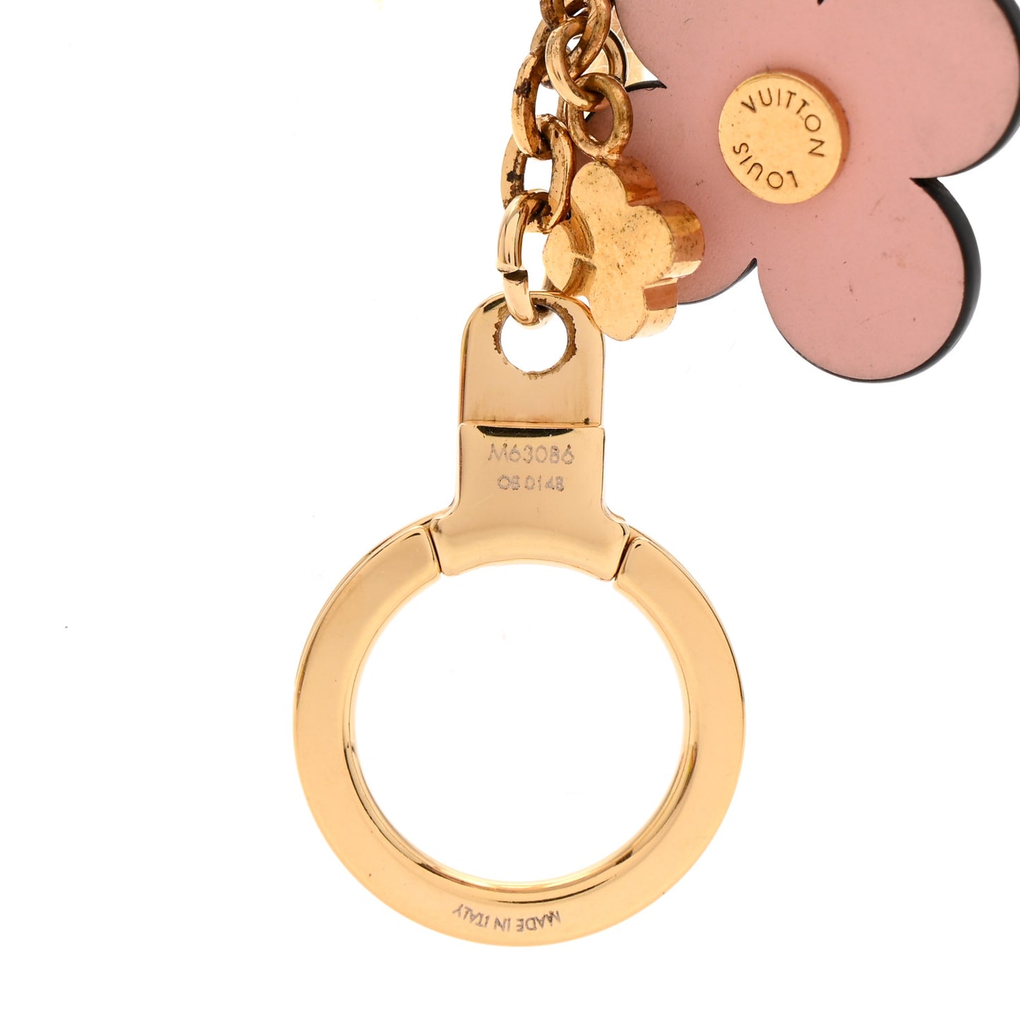 Brass Monogram Blooming Flowers Bag Charm Key Holder Rose Ballerine
