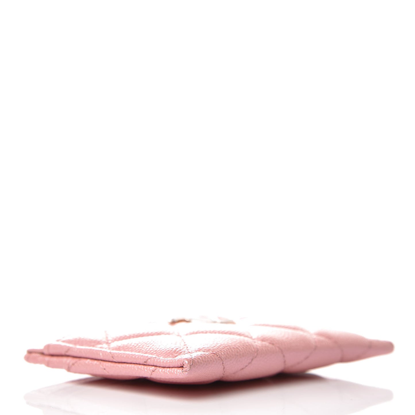 Iridescent Caviar Quilted Card Holder Pink