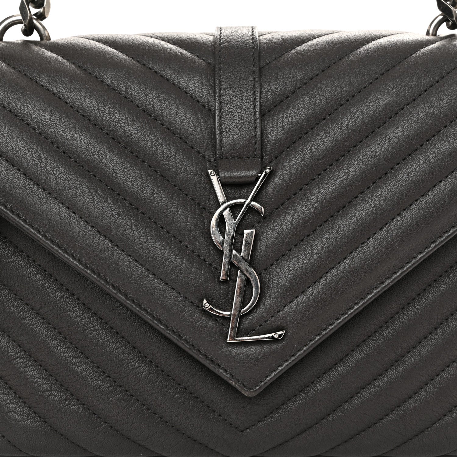 Saint Laurent Sheepskin Matelasse Chevron Monogram Medium College Bag 8 of 12