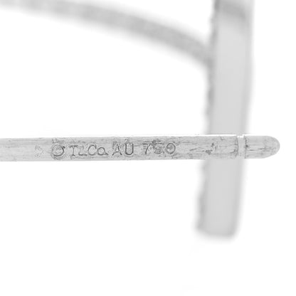 Tiffany 18K White Gold Diamond Medium T Wire Hoop Earrings 4 of 6