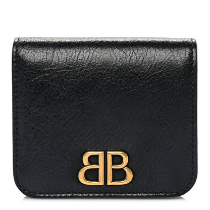 Balenciaga Arena Calfskin Monaco Logo Wallet Black 1 of 7
