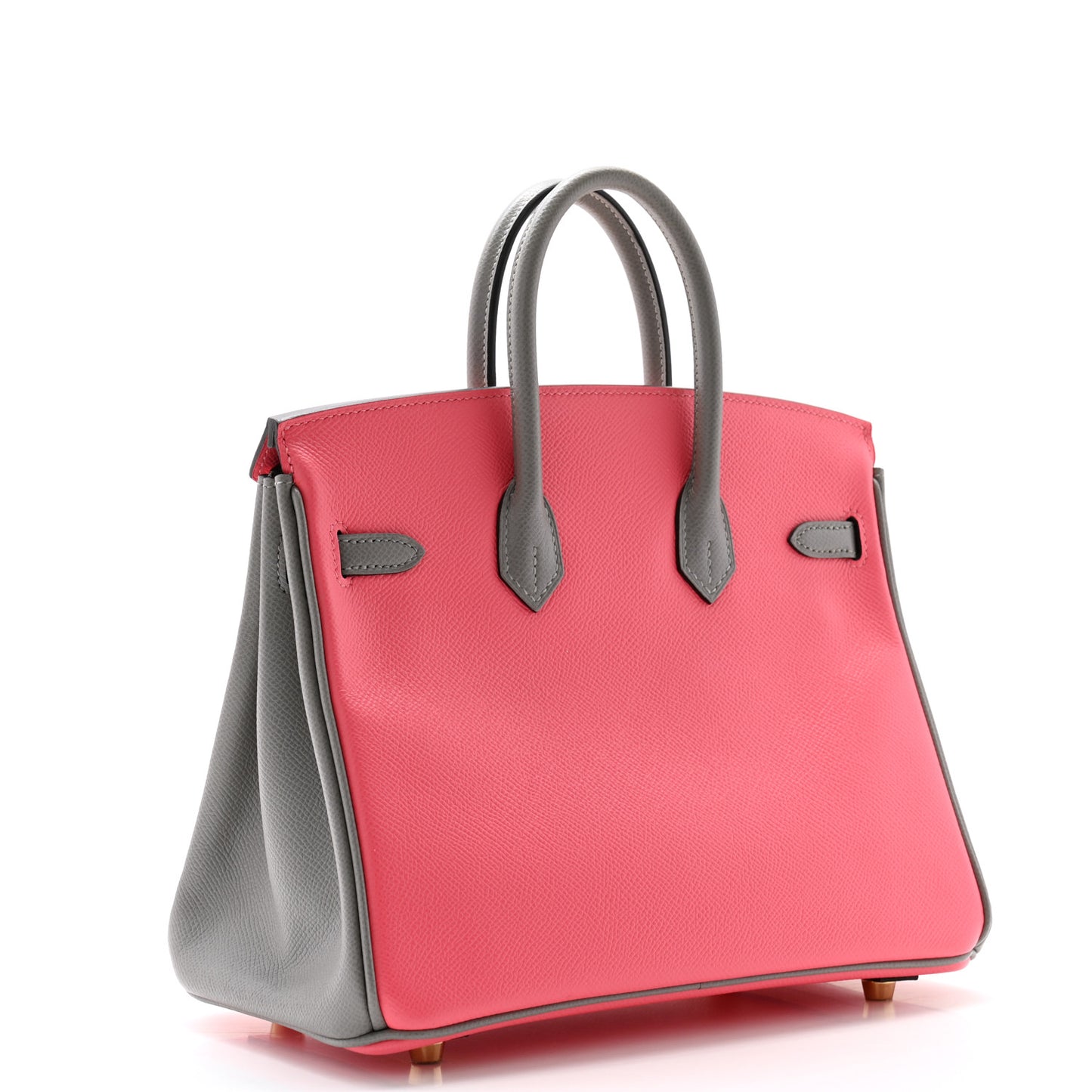 Epsom Horseshoe Birkin 25 Rose Azalee Gris Mouette