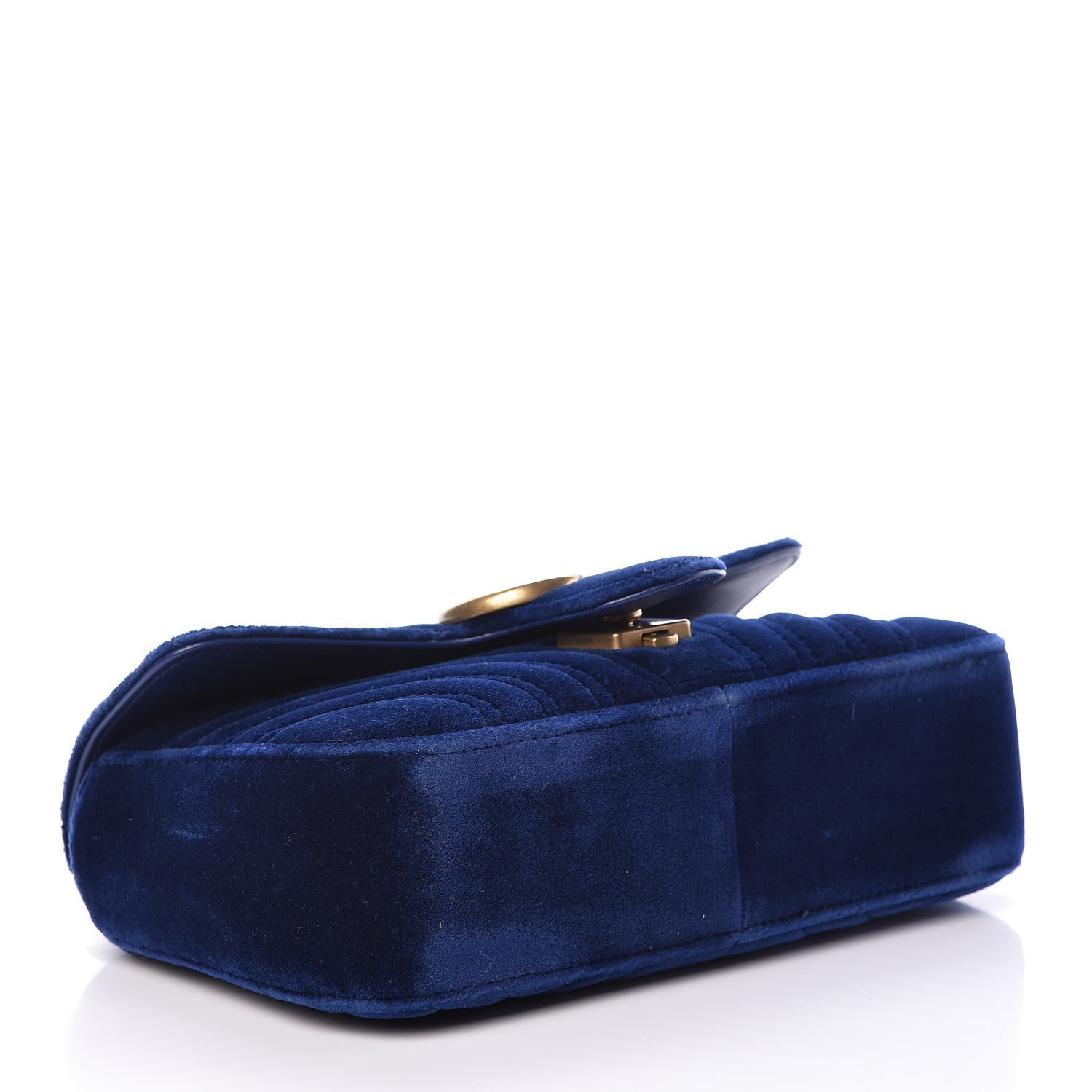 Gucci Velvet Matelasse Mini GG Marmont Shoulder Bag Cobalt Blue 4 of 14