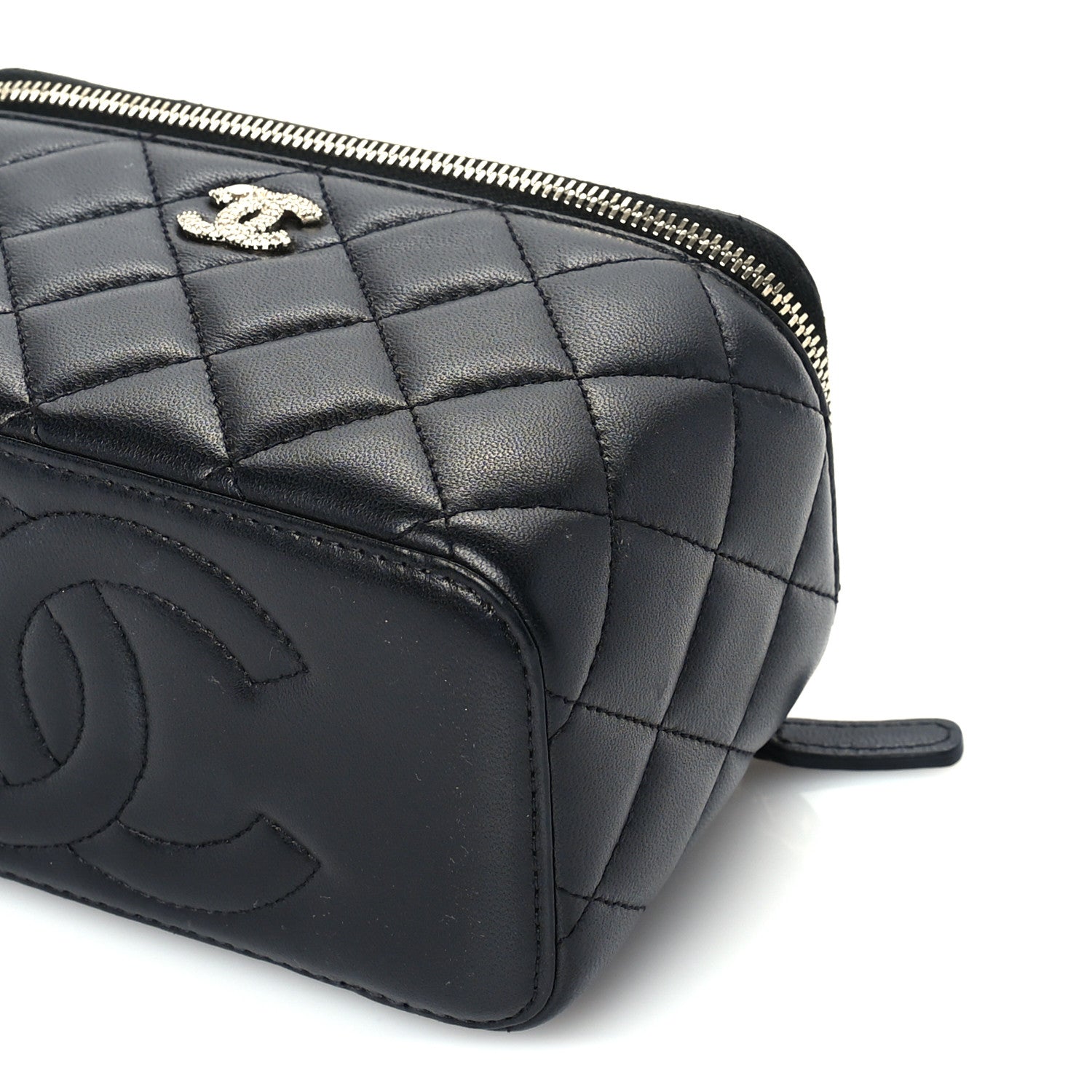 Chanel Lambskin Crystal Quilted Trendy Small Top Handle Vanity Case With Chain Black 9 of 9