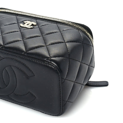 Chanel Lambskin Crystal Quilted Trendy Small Top Handle Vanity Case With Chain Black 9 of 9