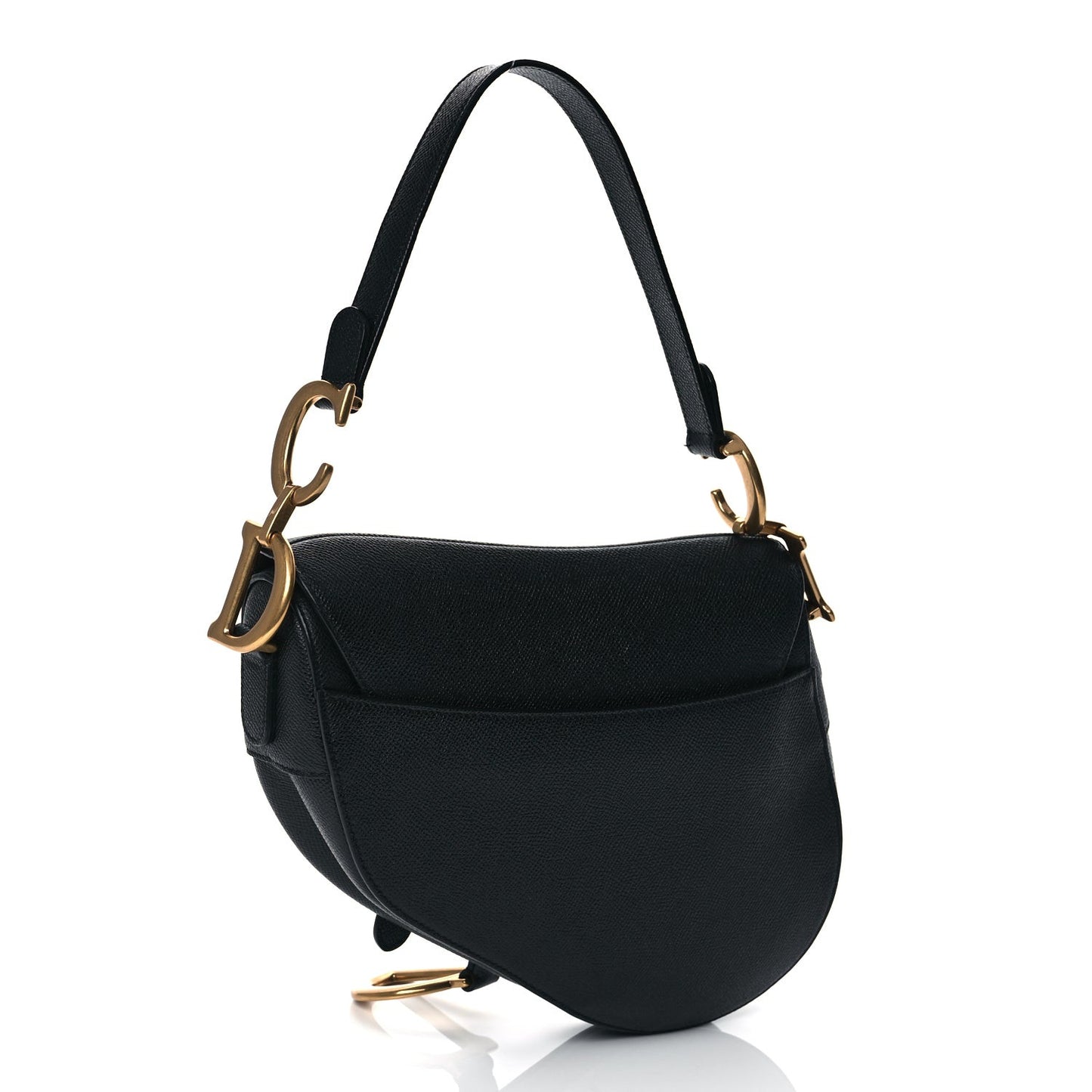 Grained Calfskin Saddle Bag Black