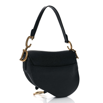 Christian Dior Grained Calfskin Saddle Bag Black 2 of 9