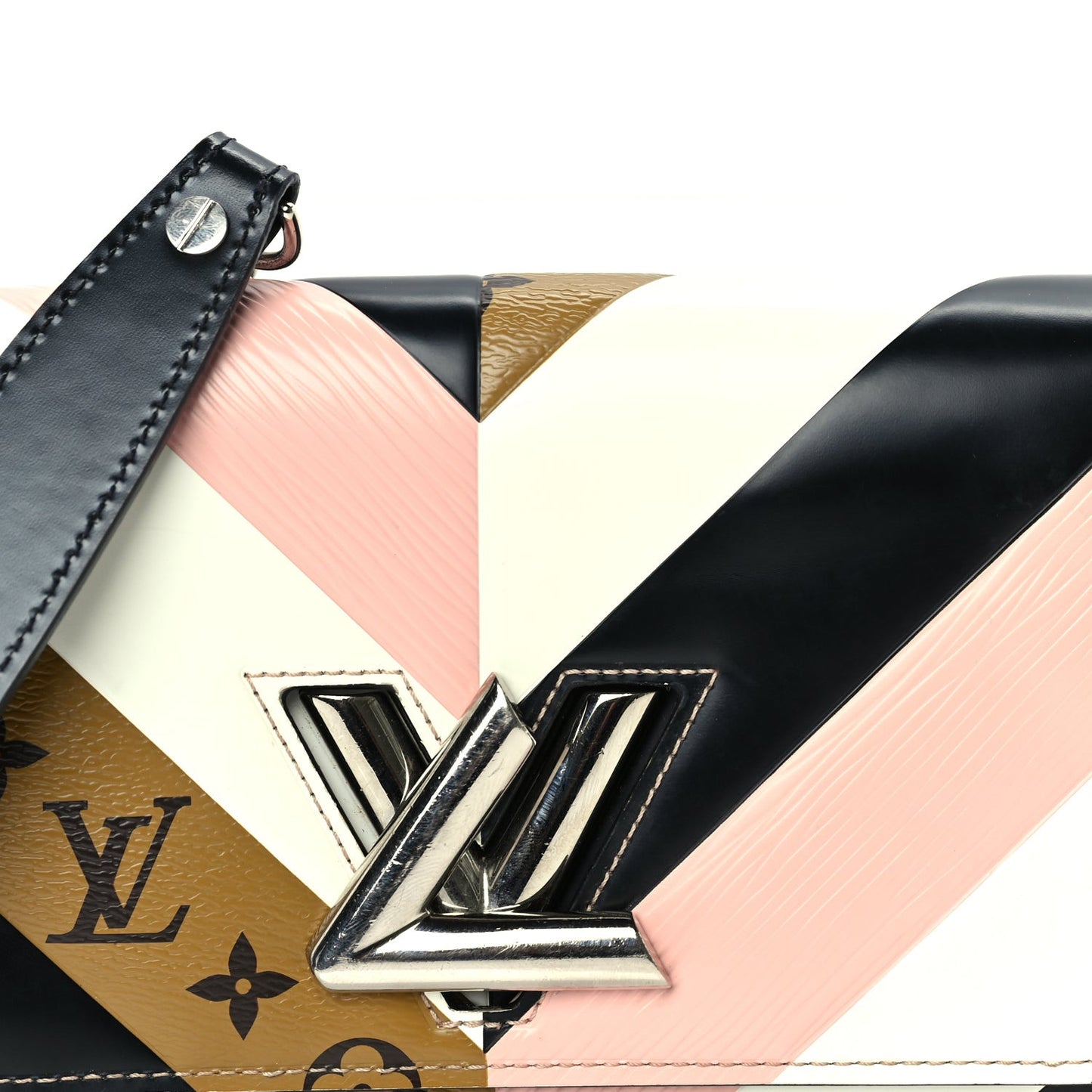Epi Reverse Monogram Twist Chain Wallet Rose Ballerine