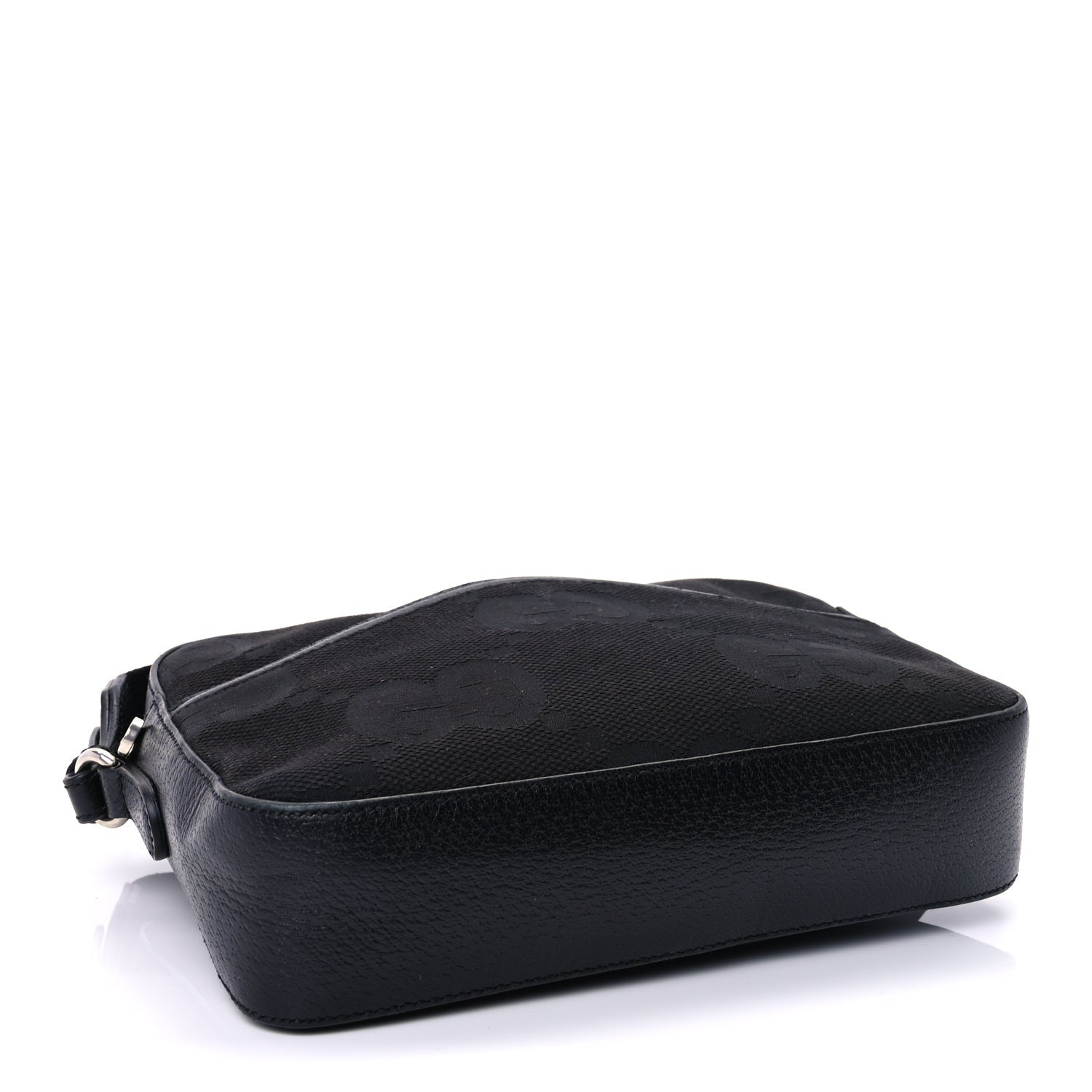 Gucci Monogram Jumbo GG Textured Dollar Calfskin Messenger Shoulder Bag  Black 3 of 3
