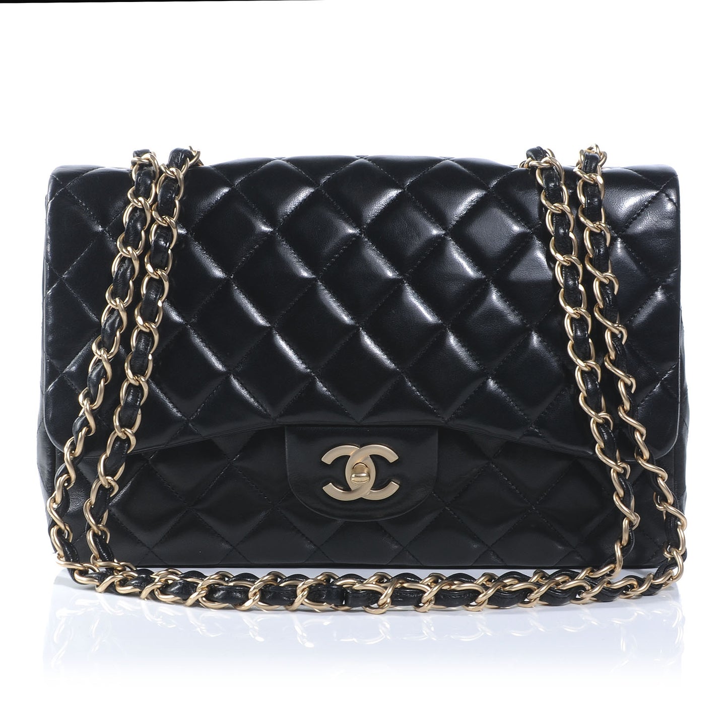 Lambskin Jumbo Single Flap Black