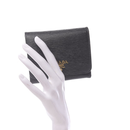 Prada Vitello Move Tri-Fold Compact Wallet Black 2 of 8