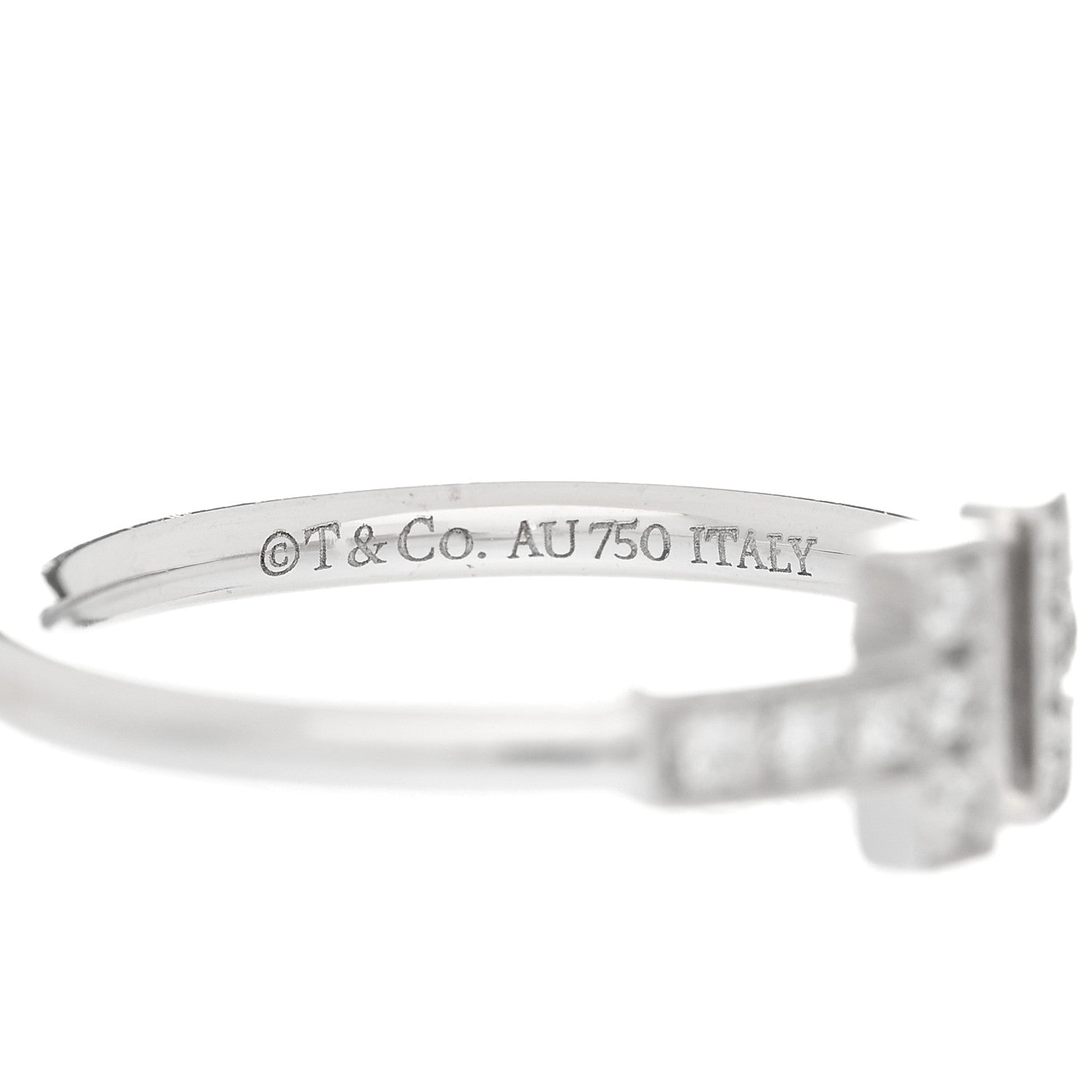 Tiffany 18K White Gold Diamond T Wire Ring 50 5.5 3 of 3