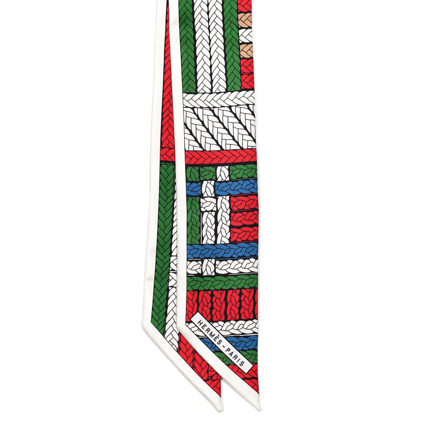 Hermes Silk Tresses H Twilly Rouge White Vert 2 of 4