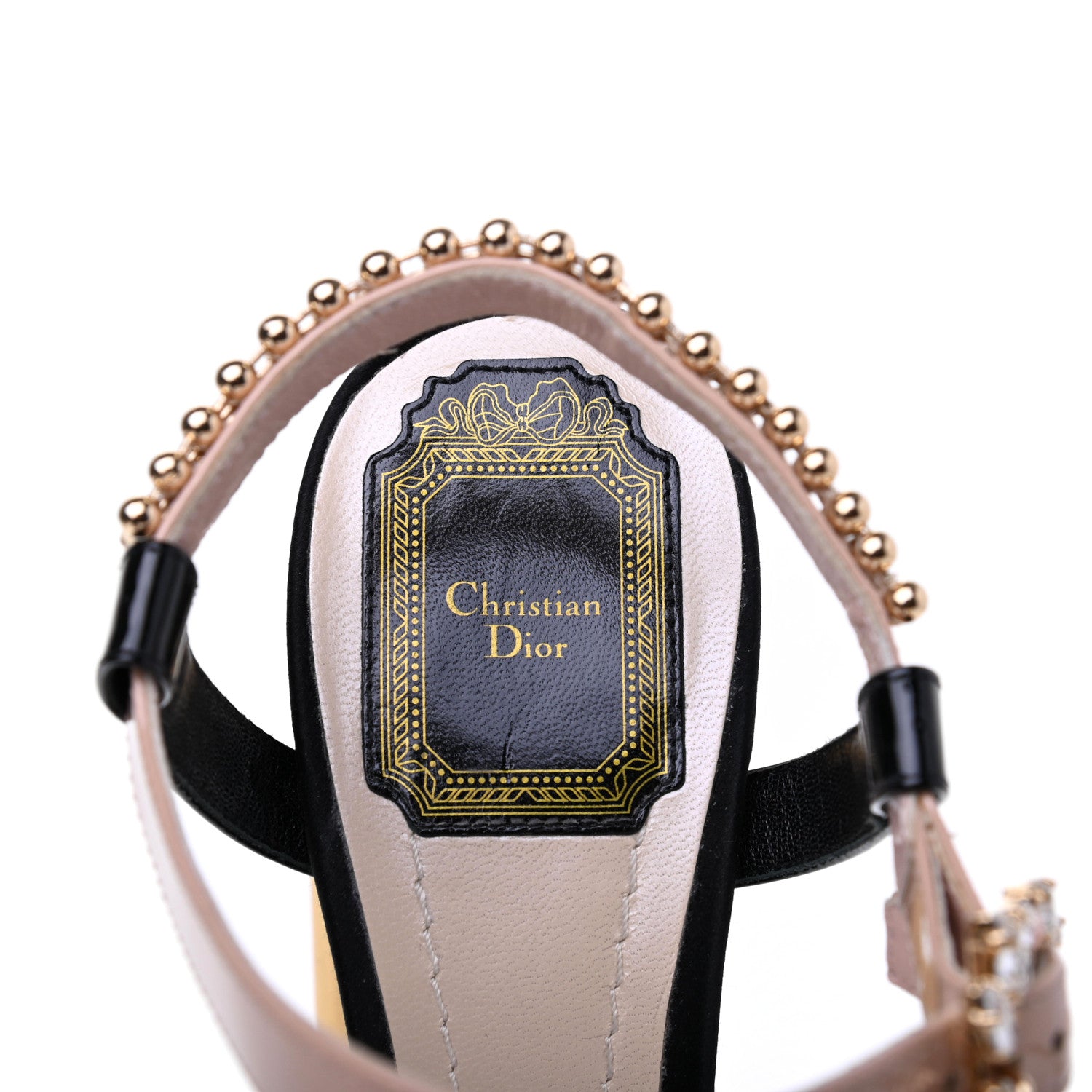 Christian Dior Satin Crystal Embellished Ankle Strap Sandals 39.5 Black 6 of 21