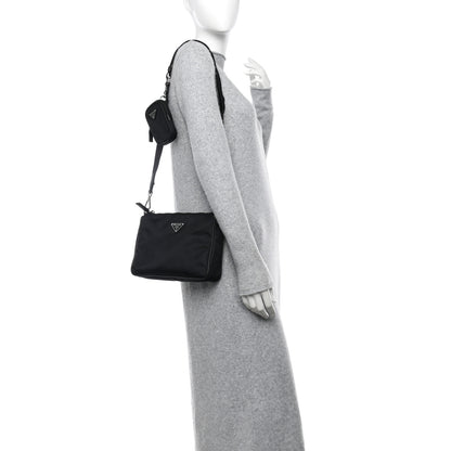 Prada Re-Nylon Saffiano Pocket Zippered Shoulder Bag Black 2 of 9