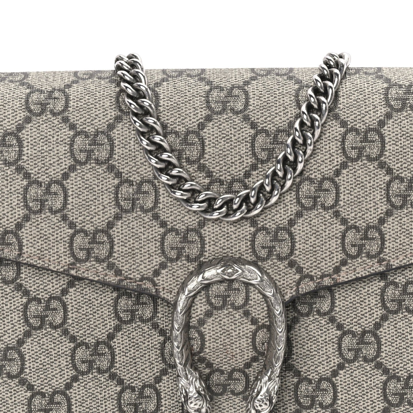 GG Supreme Monogram Mini Dionysus Chain Wallet  Beige Taupe