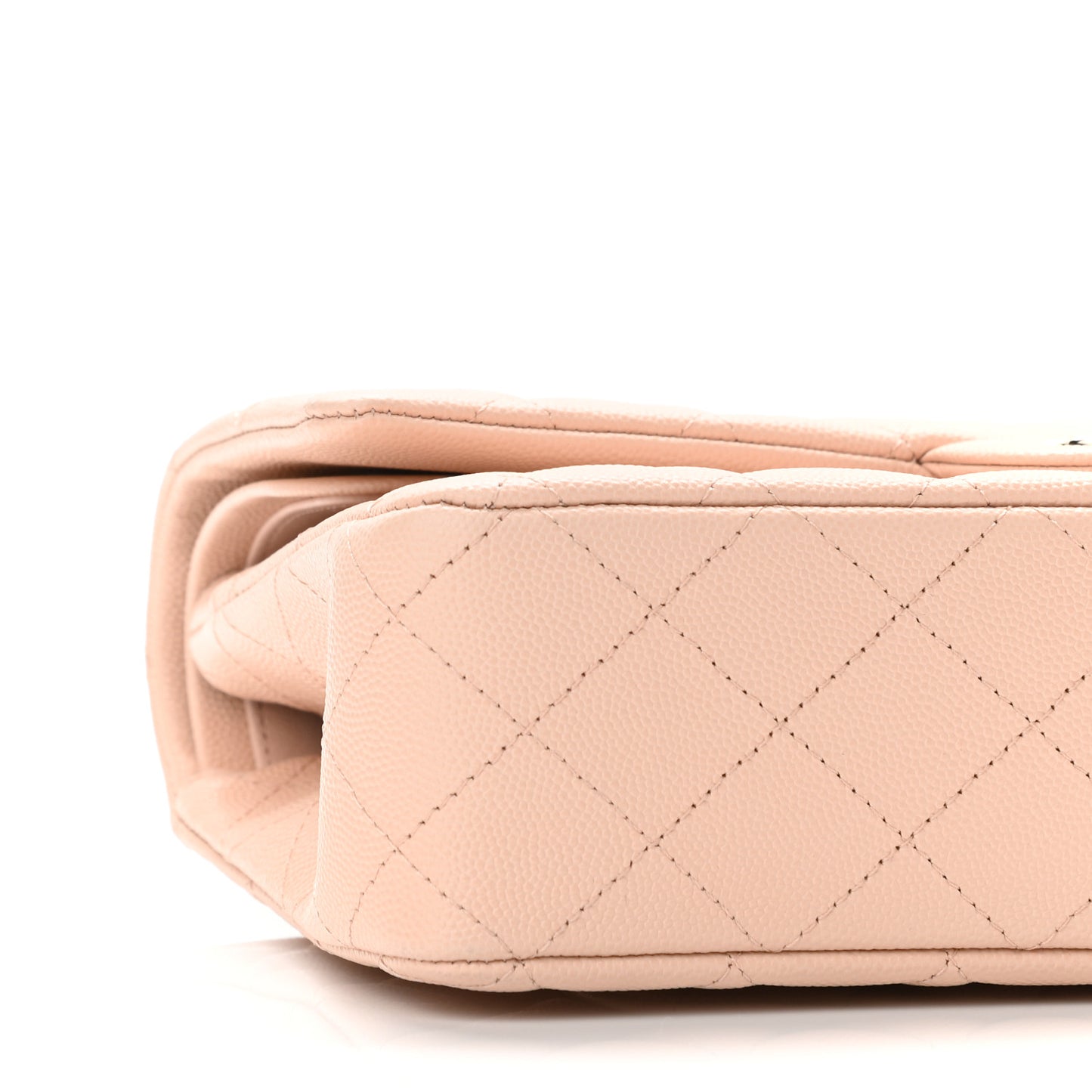 Caviar Quilted Medium Double Flap Light Beige