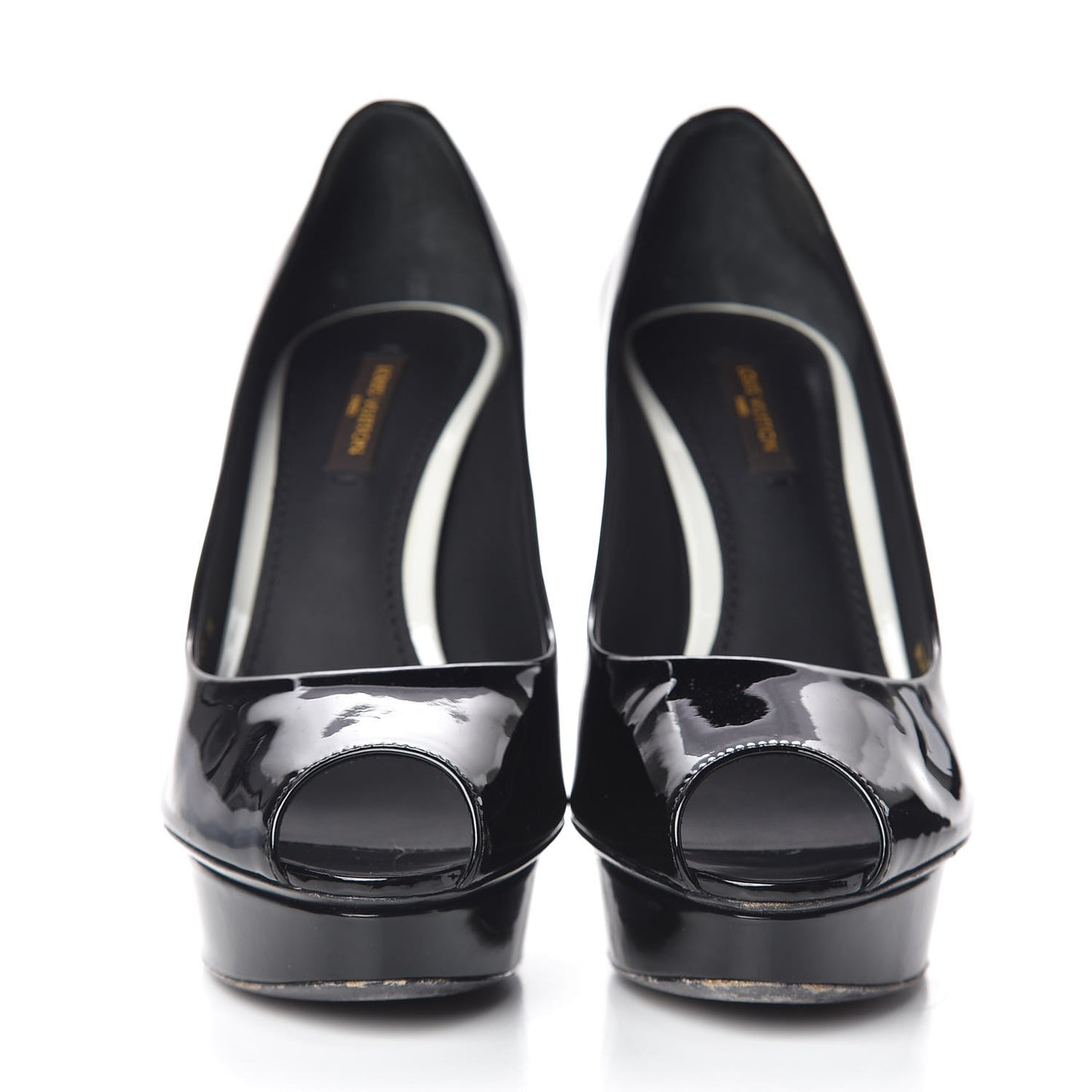 Patent Calfskin Eyeline Open Toe Pumps 36.5 Black