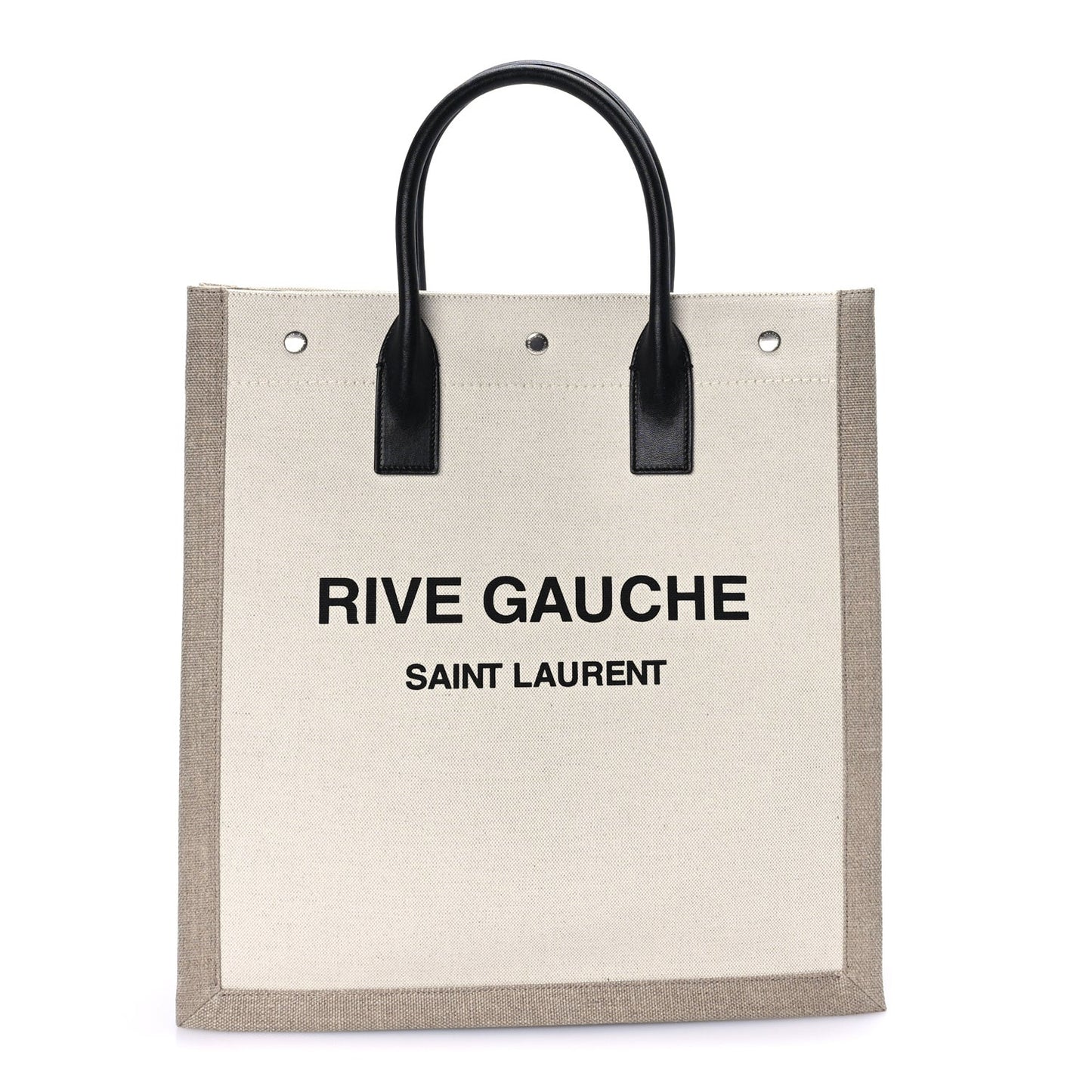 Linen Calfskin Rive Gauche North South Tote Optic White