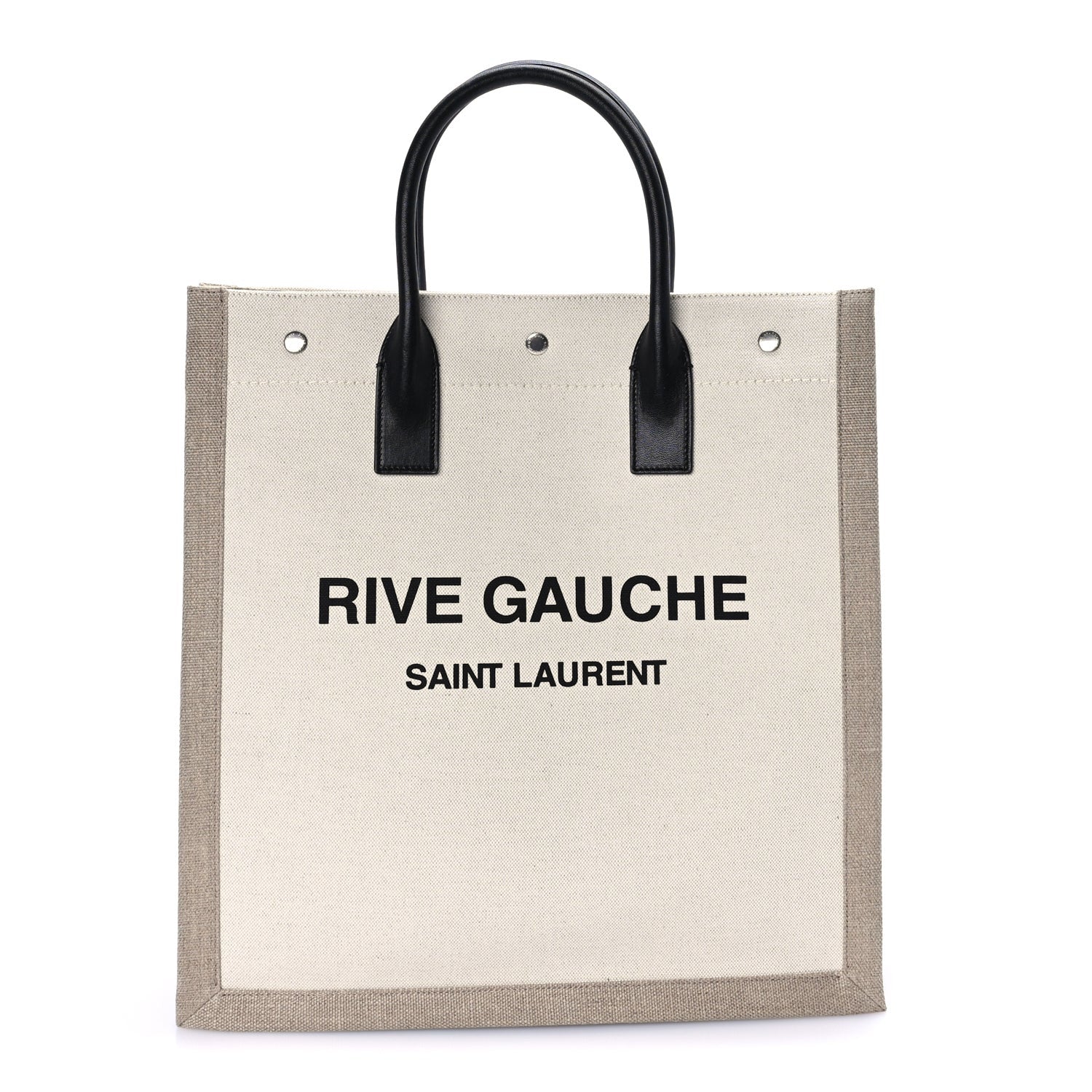 Saint Laurent Linen Calfskin Rive Gauche North South Tote Optic White 1 of 8